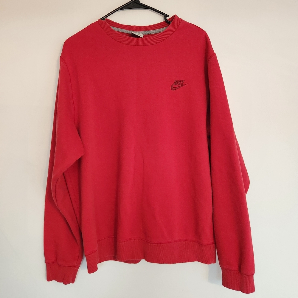 Vintage Y2k Nike Red Crewneck Sweater Classic Athletic Style